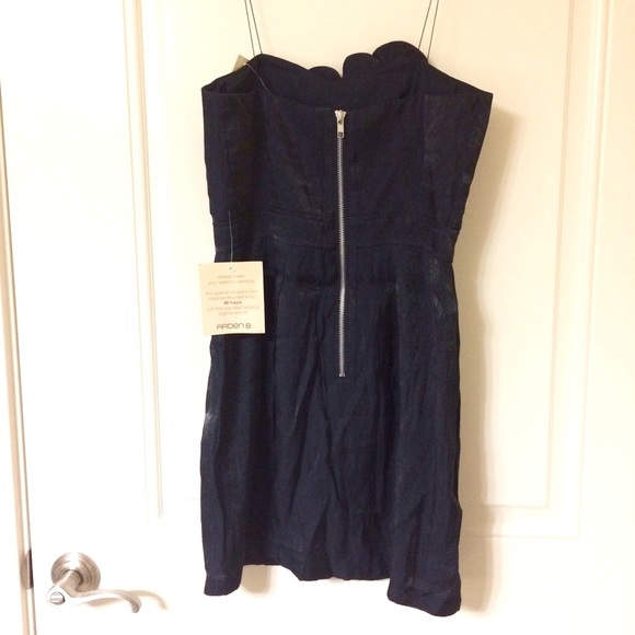 Arden B Navy Blue Rosette Shimmer Strapless Tube Dress - Picture 8 of 9